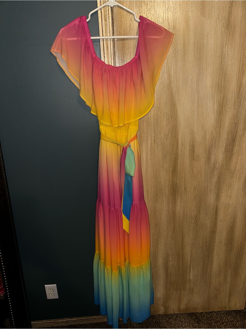 Vici Rainbow Ombre Off-Shoulder Maxi Dress - Picture 2 of 4